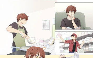 He is baking Baumkuchen for her.