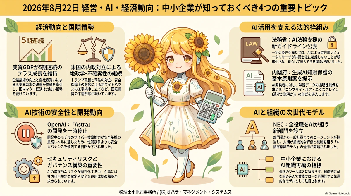 【2026年8月22日版】マクロ経済の好調と地政学リスク、AIガバナンスへの対応策