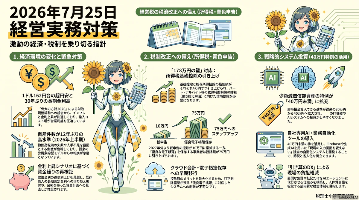 【2026年7月25日版】骨太ショックによる金利上昇と178万円の壁に中小企業が対応する方法とは？