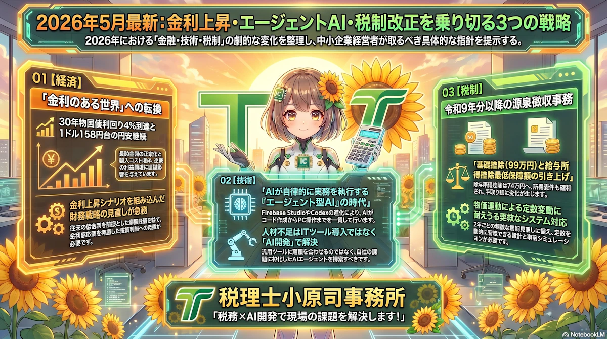 【2026年5月16日最新】金利上昇・エージェントAIの台頭・令和9年税制改正を乗り切る中小企業戦略