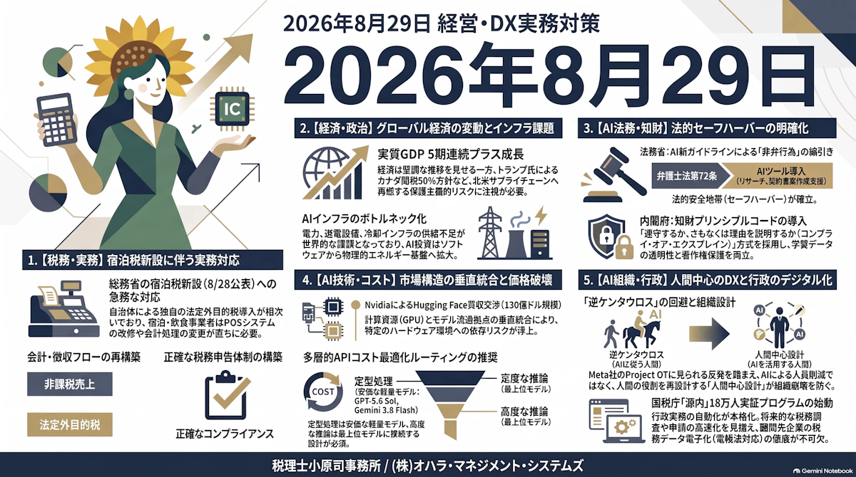【2026年8月29日版】宿泊税の新設やAI知財ルール、最新の経済動向に中小企業が対応する方法とは？