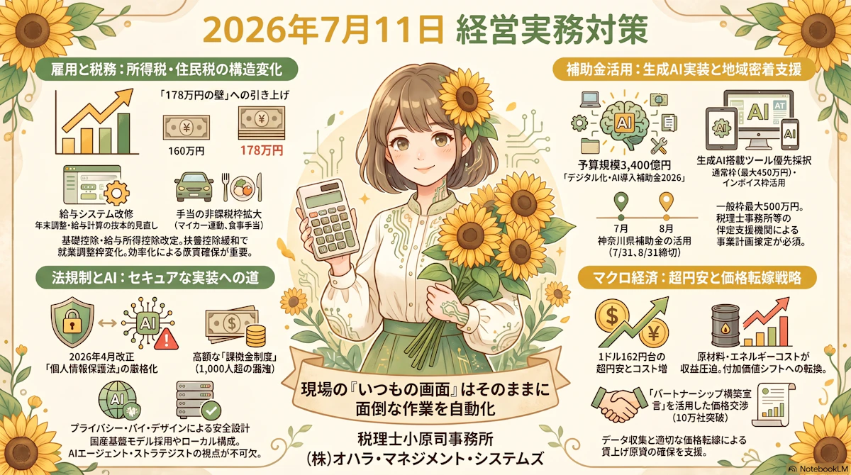【2026年7月11日版】178万円の壁・超円安時代を生き抜く！中小企業の税務・AI活用戦略と補助金活用法とは？