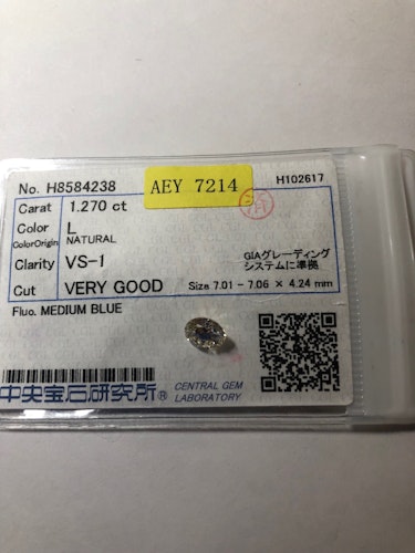 ダイヤモンドルース  1.27ct L VS-1 Very Good