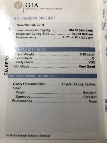 ダイヤモンドルース  0.3ct D VS-2 Very Good