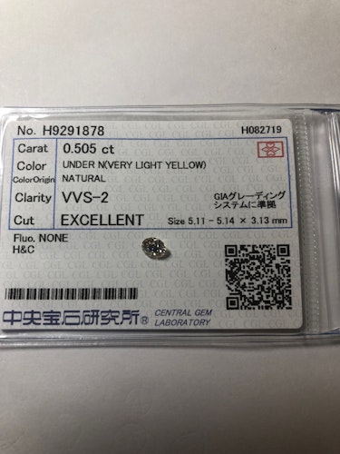 ダイヤモンドルース  0.505ct UNDER N VVS-2 Excellent