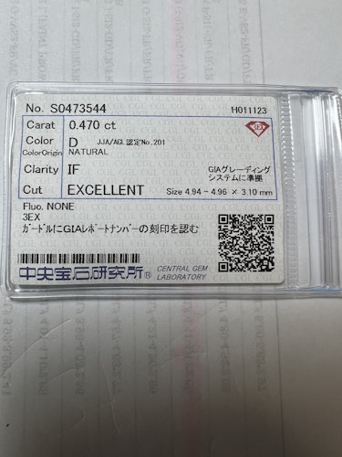 ダイヤモンドルース  0.47ct D IF 3EX