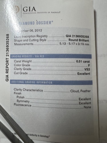 ダイヤモンドルース  0.51ct F VS-2 3EX