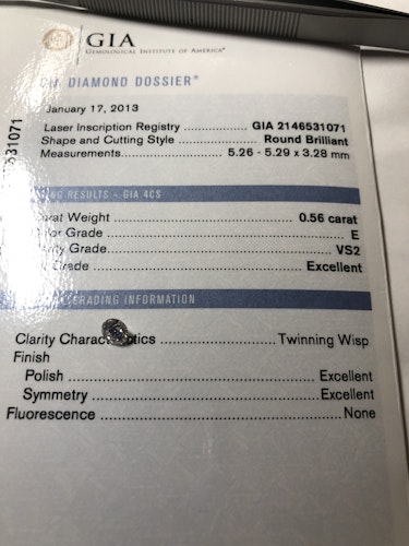 ダイヤモンドルース  0.56ct E VS-2 Excellent