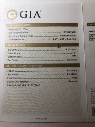 ダイヤモンドルース  0.3ct F VS-1 Excellent