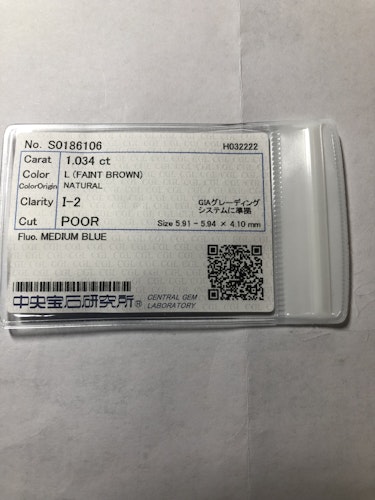 ダイヤモンドルース MEDIUM BLUE 1.034ct L I-2 Poor