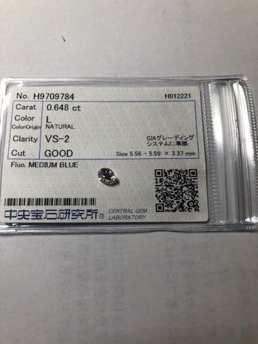 ダイヤモンドルース  0.648ct L VS-2 Good