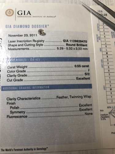 ダイヤモンドルース  0.55ct J SI-2 Excellent