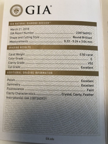 ダイヤモンドルース  0.5ct E VS-2 3EX