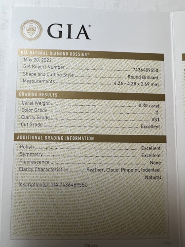 ダイヤモンドルース 0.3ct D VS-1 Excellent