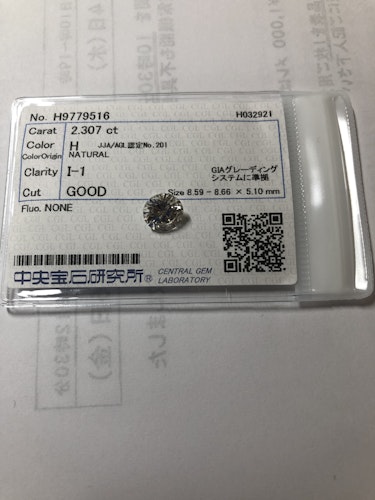 ダイヤモンドルース  2.307ct H I-1 Good