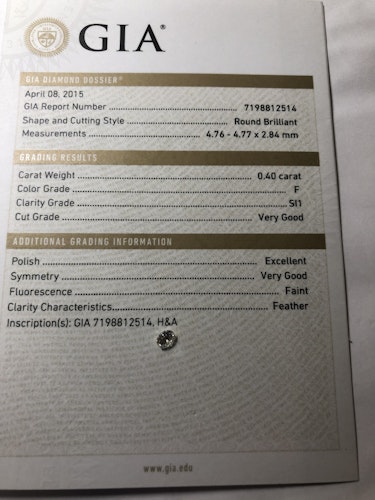 ダイヤモンドルース  0.4ct F SI-1 Very Good