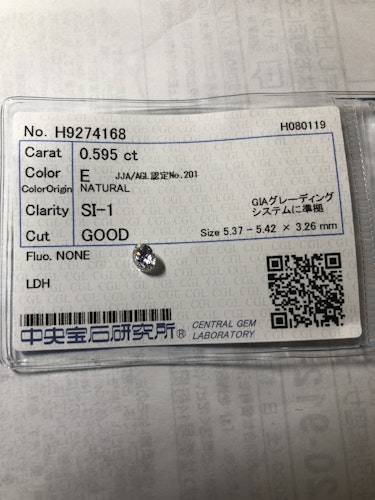 ダイヤモンドルース  0.595ct E SI-1 Good