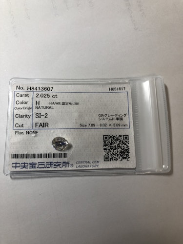 ダイヤモンドルース 2.025ct H SI-2 Fair