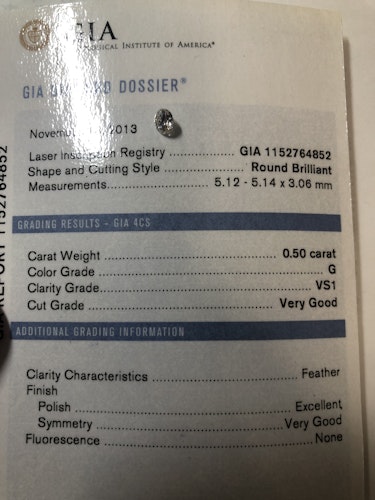 ダイヤモンドルース  0.5ct G VS-1 Very Good