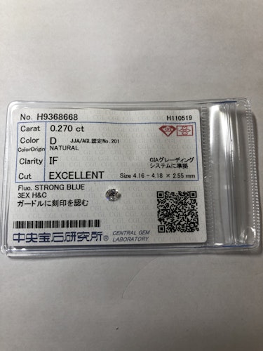 ダイヤモンドルース  0.27ct D  3EX