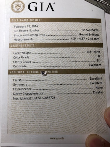 ダイヤモンドルース  0.31ct D SI-1 Excellent