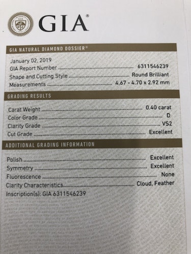 ダイヤモンドルース  0.4ct D VS-2 3EX