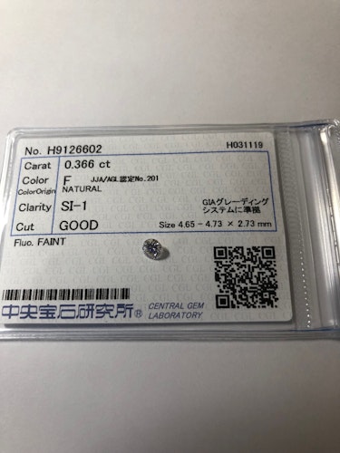 ダイヤモンドルース  0.366ct F SI-1 Good