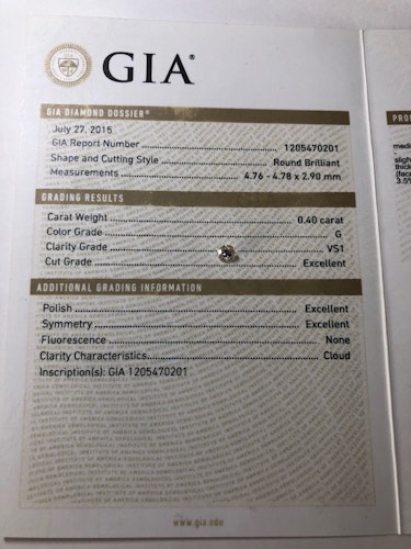 ダイヤモンドルース 0.4ct G VS-1 Excellent