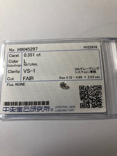 ダイヤモンドルース  0.351ct L VS-1 Fair