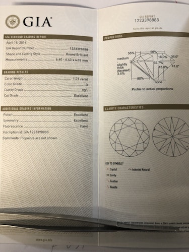 ダイヤモンドルース 1.01ct D VS-1 3EX
