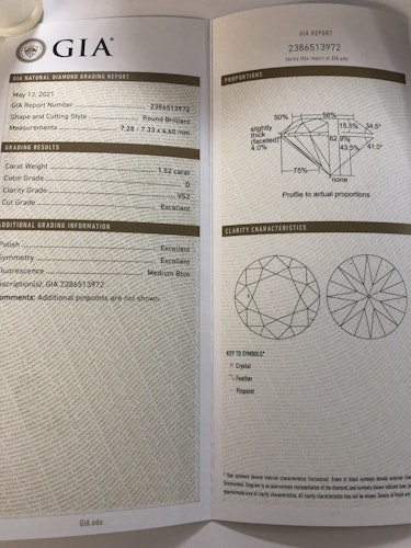 ダイヤモンドルース 1.52ct D VS-2 3EX