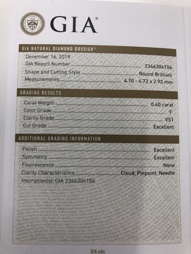 ダイヤモンドルース  0.4ct F VS-1 3EX