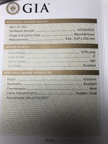 ダイヤモンドルース  0.7ct F VS-1 3EX