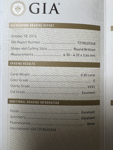 ダイヤモンドルース  0.3ct E VVS-1 3EX