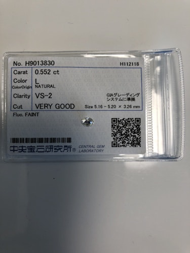 ダイヤモンドルース  0.552ct L VS-2 Very Good