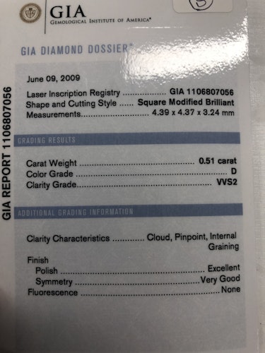 ダイヤモンドルース  0.51ct D VVS-2