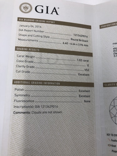 ダイヤモンドルース  1.02ct E VS-2 3EX