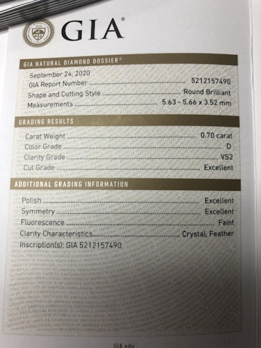 ダイヤモンドルース  0.7ct D VS-2 3EX