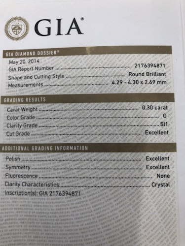 ダイヤモンドルース  0.3ct G SI-1 3EX