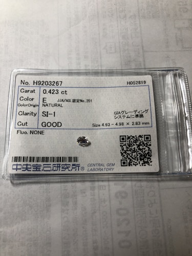 ダイヤモンドルース  0.423ct E SI-1 Good