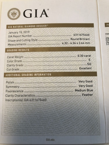 ダイヤモンドルース  0.3ct E SI-2 Excellent