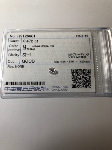 ダイヤモンドルース  0.472ct G SI-1 Good