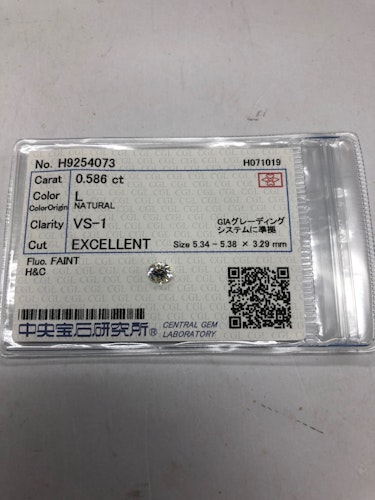ダイヤモンドルース  0.586ct L VS-1 Excellent
