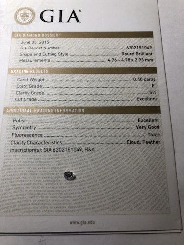 ダイヤモンドルース  0.4ct E SI-1 Excellent