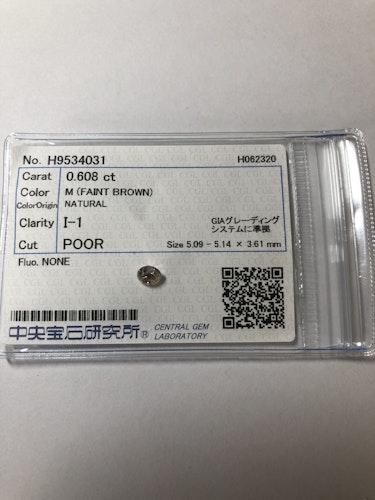 ダイヤモンドルース 0.608ct M I-1 Poor