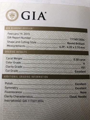 ダイヤモンドルース  0.3ct H VS-1 3EX