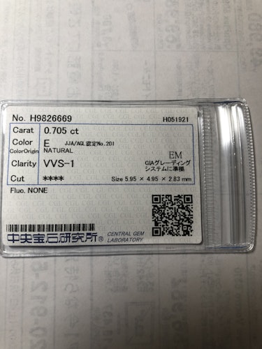 ダイヤモンドルース  0.705ct E VVS-1