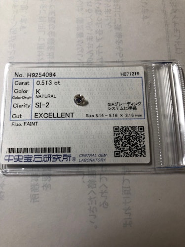 ダイヤモンドルース  0.513ct K SI-2 Excellent
