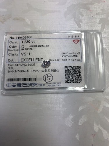 ダイヤモンドルース  1.23ct G VS-1 3EX