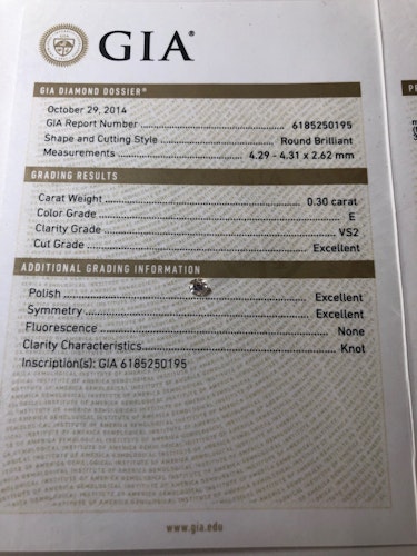 ダイヤモンドルース 0.3ct E VS-2 Excellent